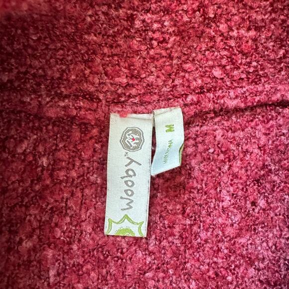 WOOBY red sweater, Wool Blend, 1/3 button up, size medium - Picture 4 of 8